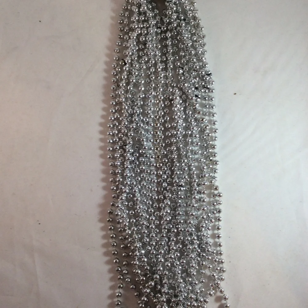 Mardi Gras Beads Silver 12 Strands Beads Decorations Parade Crafts